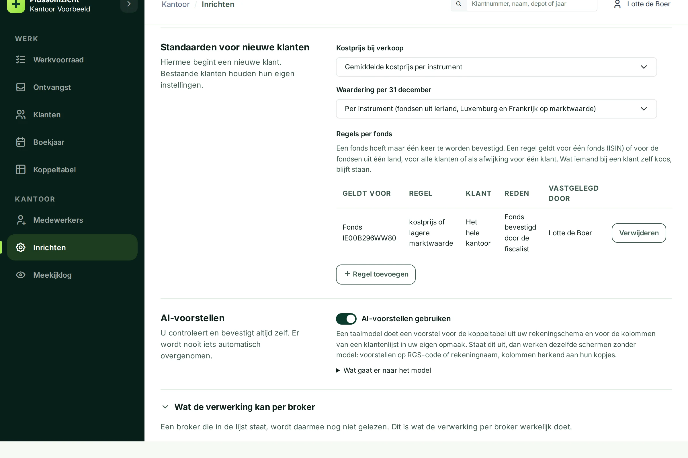Het overzicht Wat de verwerking kan per broker met Saxo Bank, Rabobank Beleggen en DeGiro en de overzichten die nodig zijn